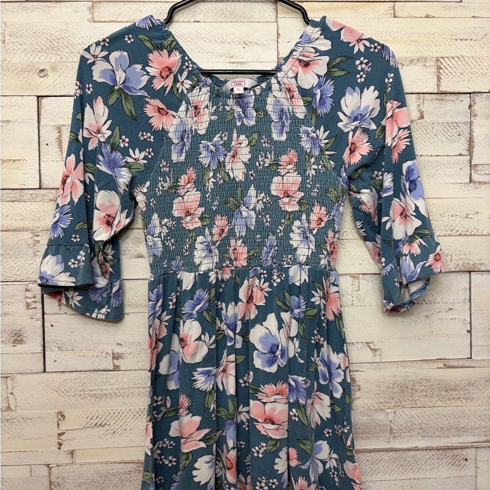 Bailey Lane‎ shirt blue floral pink bamboo viscose size XL 16 girls youth